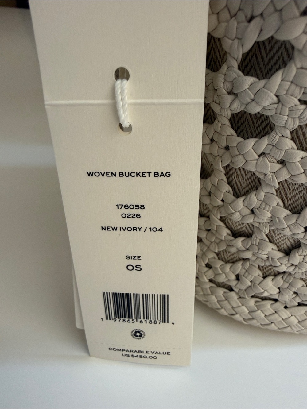 NWT tory burch woven bucket crossbody bag new ivory $450 - Picture 14 of 14